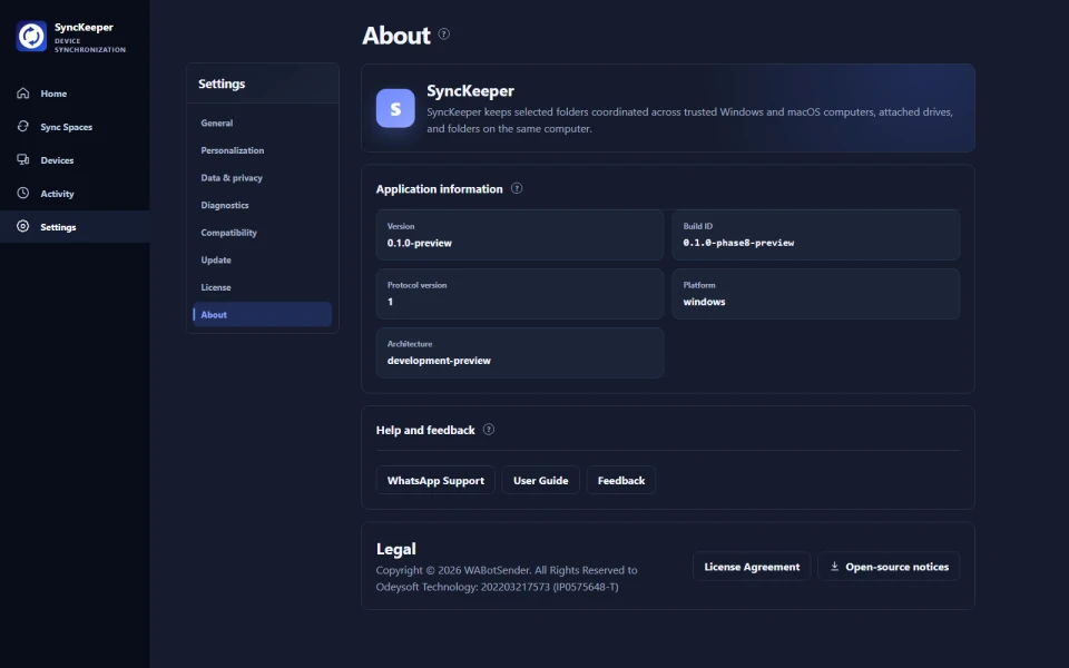 About SyncKeeper desktop interface preview