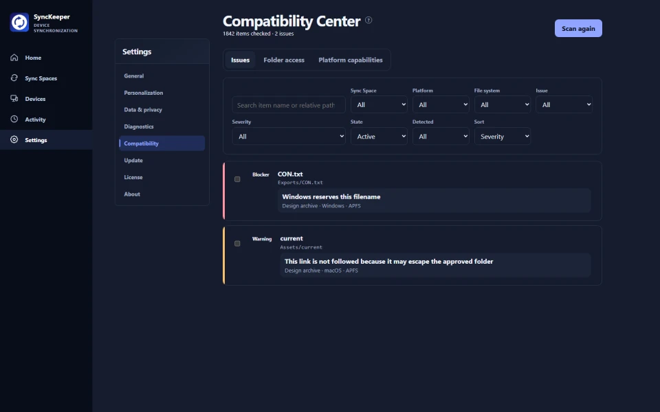 Compatibility desktop interface preview