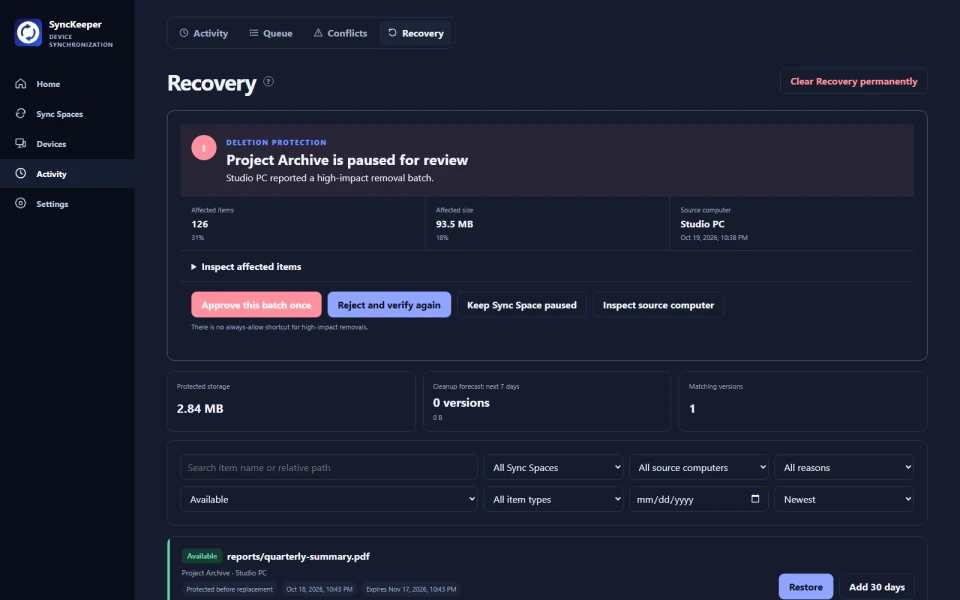 File Recovery desktop interface preview