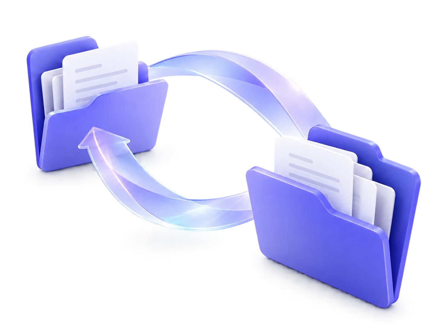 Two connected folders with arrows flowing between them